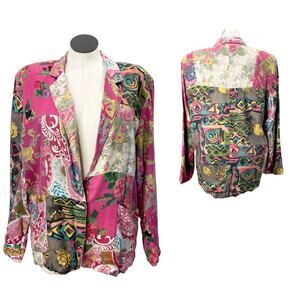 Vintage Patchwork Size L Blazer Other Destinations Jacket Art to Wear Indie Boho